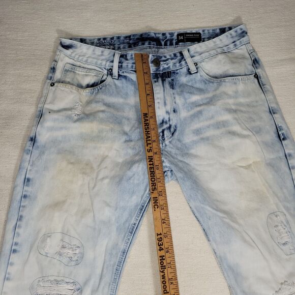 Smoke Rise Shorts Mens Sz 34 Blue Jean Distressed Y2k Fray Preppy Acid Wash - Picture 14 of 15